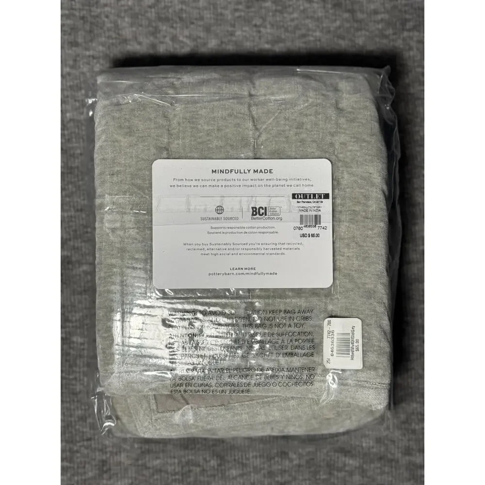 Pottery Barn Hudson Heathered Velvet Sham Standard - Heathered Gray - 26x20
